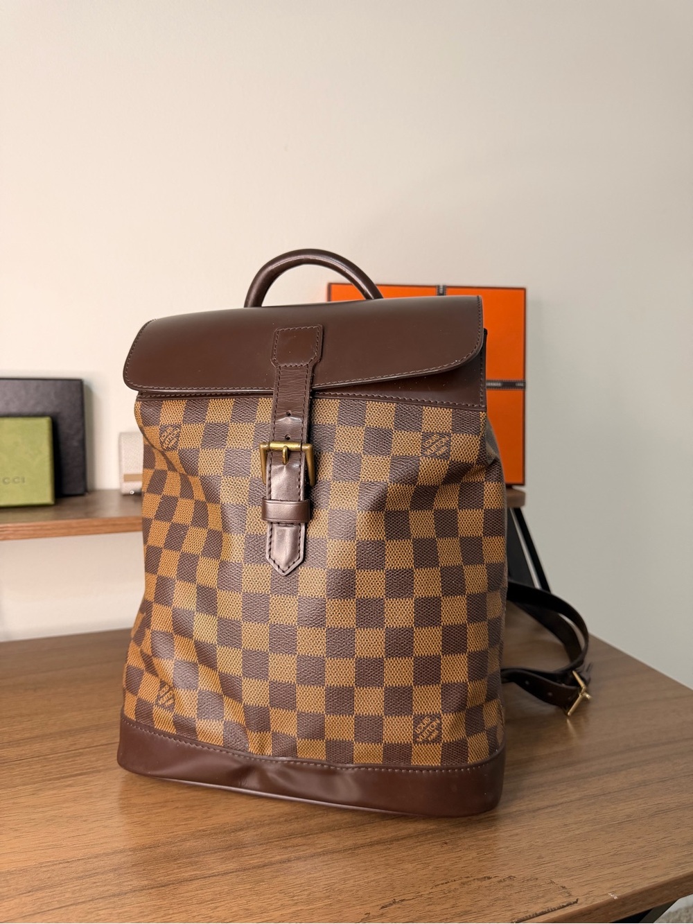 AUTHENTIC - Louis Vuitton Damier Ebene Soho Backback